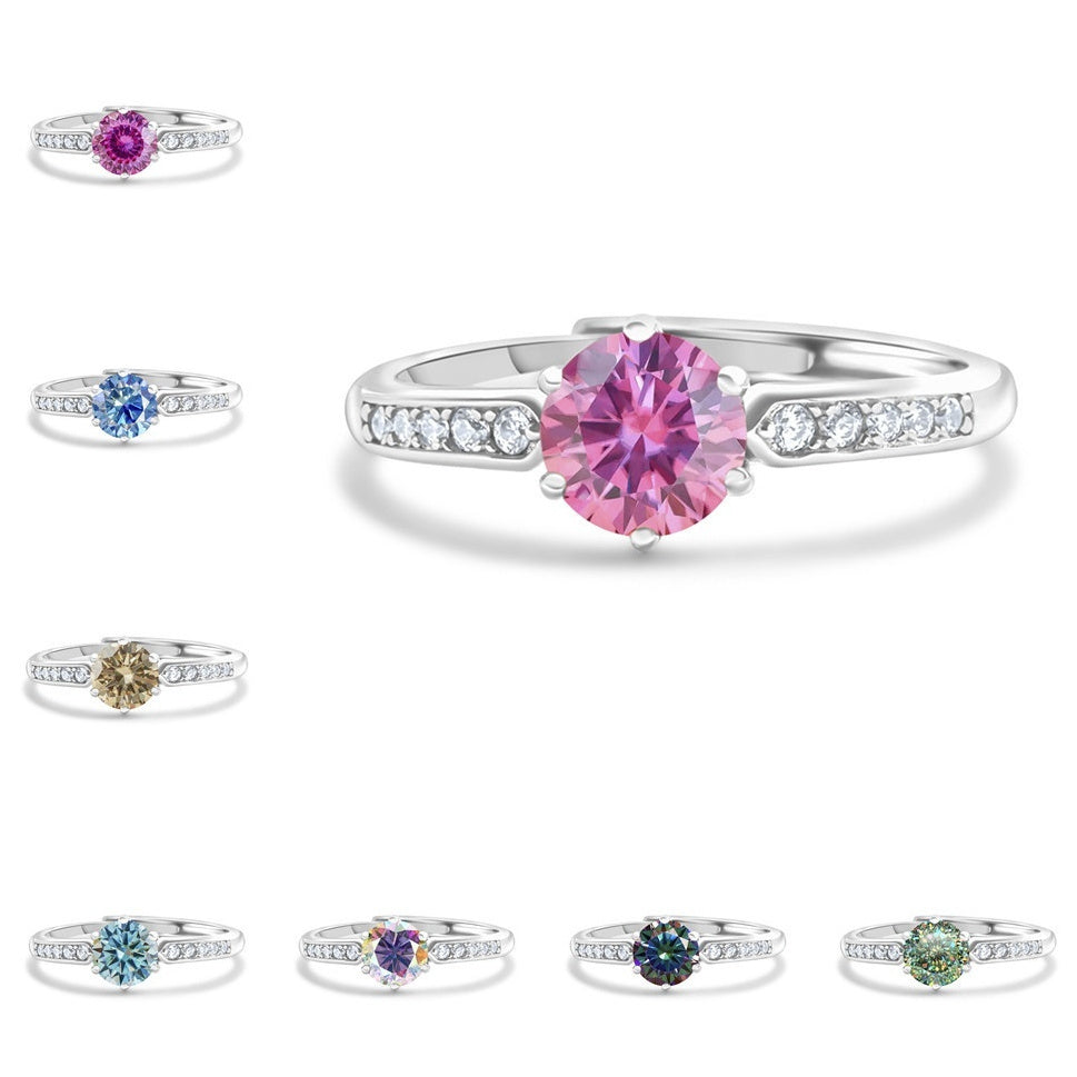 S925 Sterling Silver Moissanite Luxury Four-claw Couple Ring