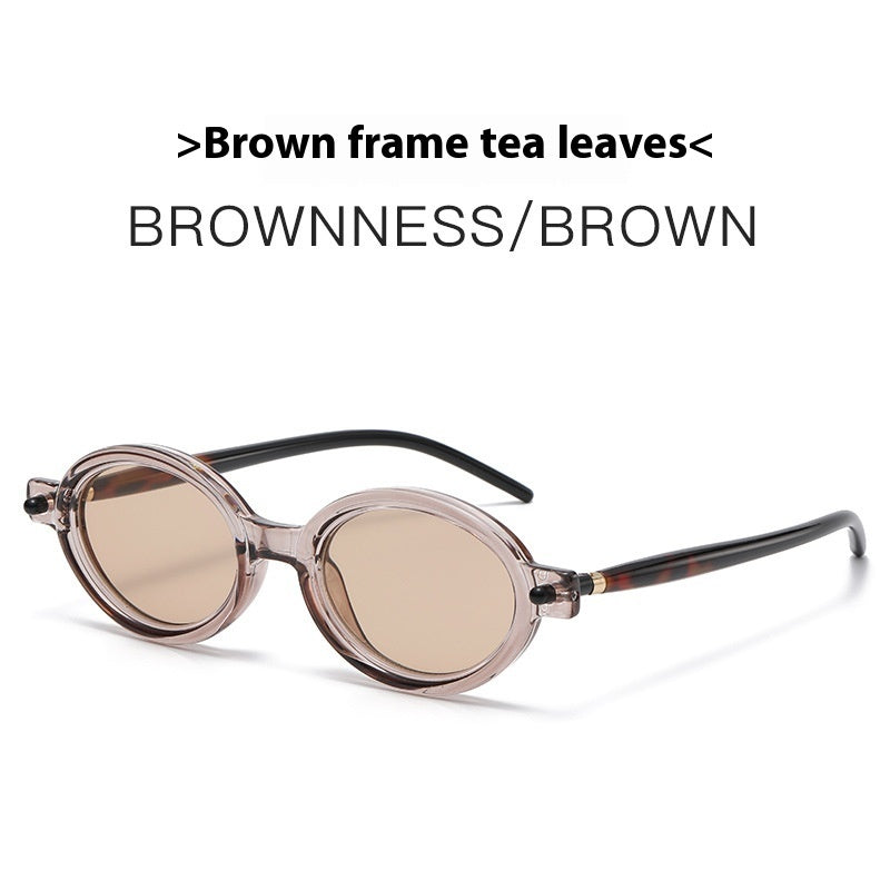 Retro Artistic Oval Frame Sunglasses Modern Charming Anti-blue Light Sunglasses