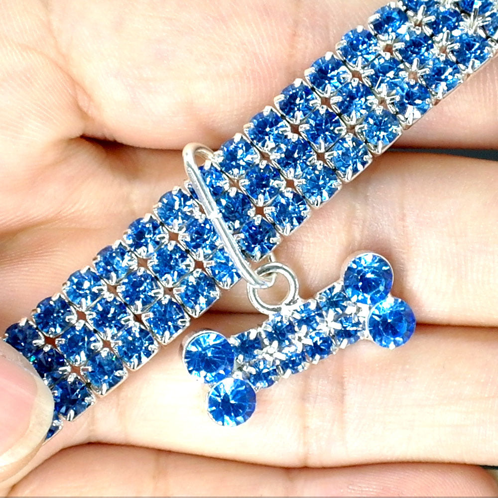 Bling Rhinestone Dog Collar Crystal Puppy Chihuahua Pet Dog Collars Leash For Small Medium Dogs Cats - EL CHEG