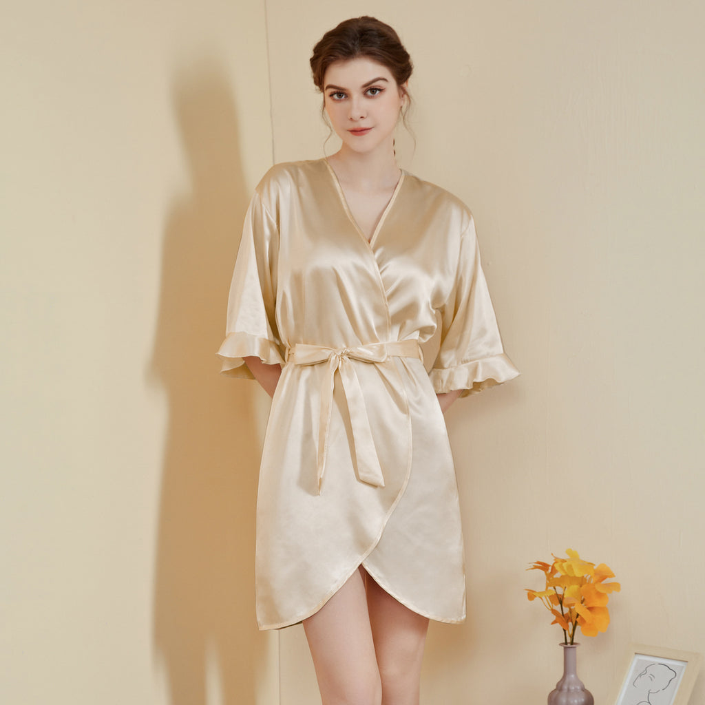 Ruffle Sleeve Cool Short Nightgown Bathrobe Home Wear