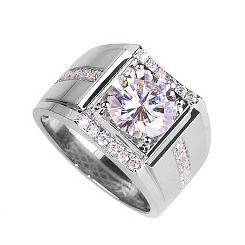 High Carbon Diamond Zircon Men's Imitation Moissanite Ring