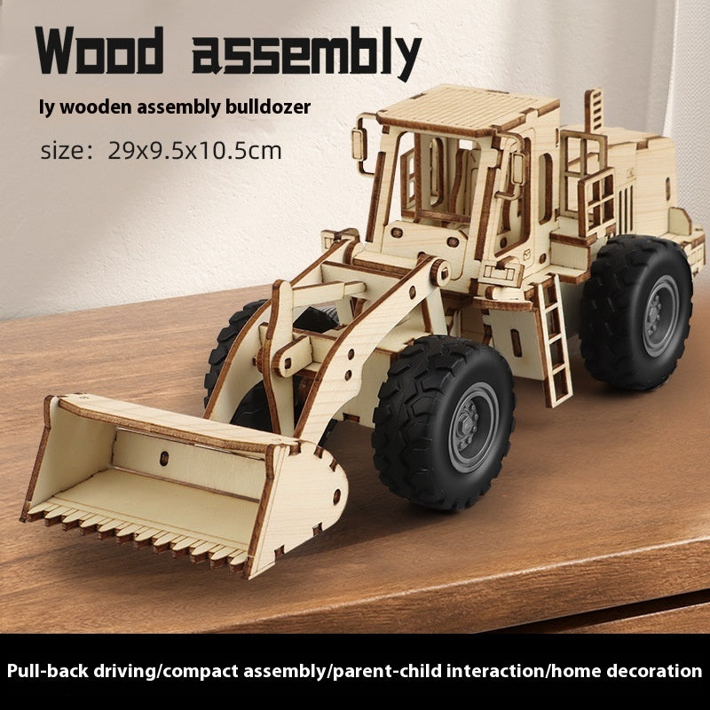 Wooden Assembled Toy Car Warrior Engineering Vehicle Fire Truck DIY Model