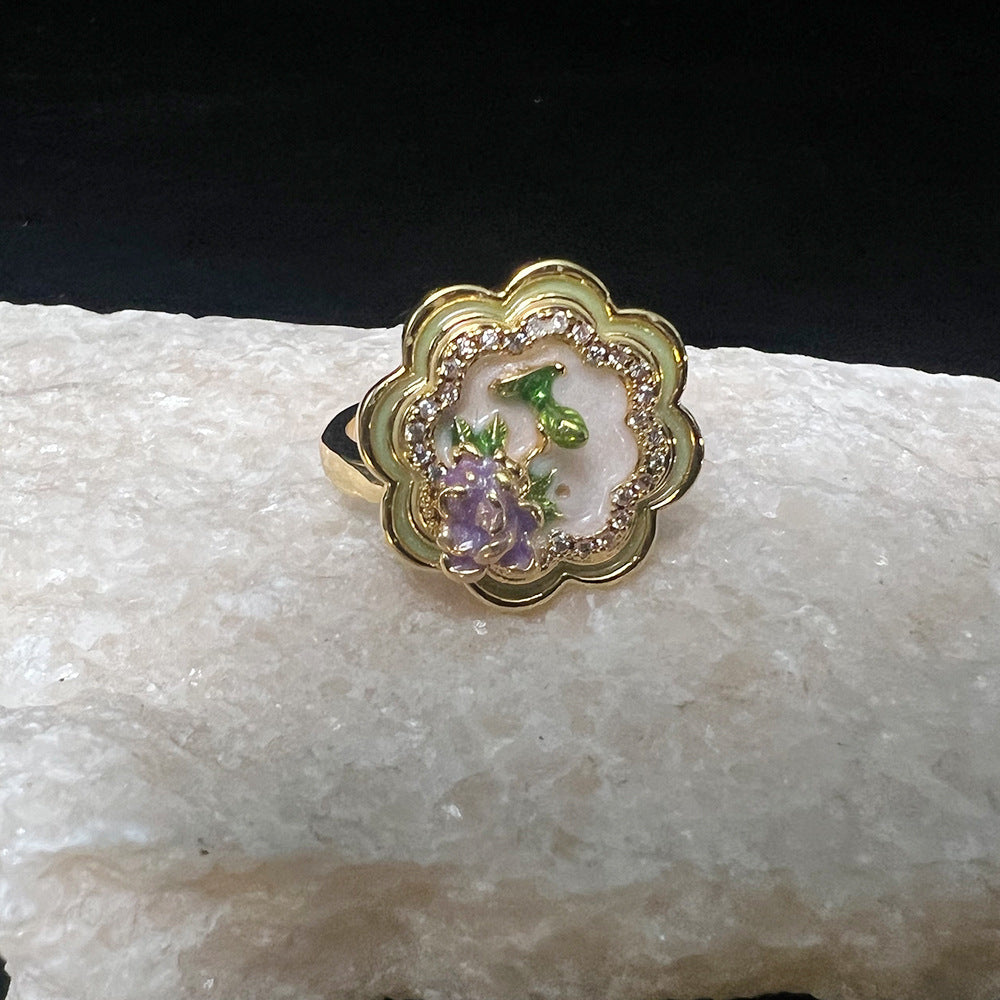 Oil Painting Series Enamel Open Ring