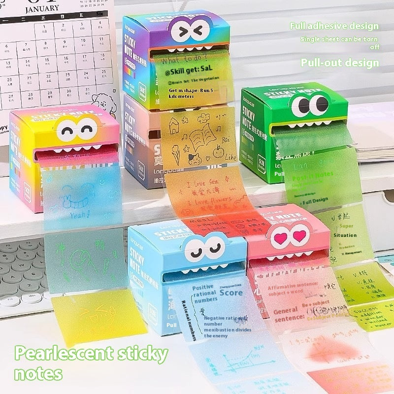 Pearl Gradient Transparent Pull-out Sticky Notes For Students
