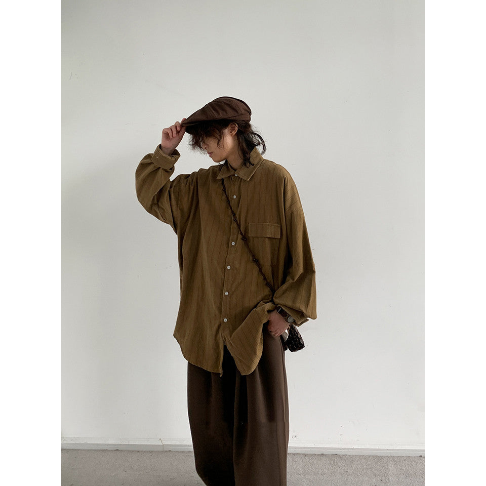 Autumn Vintage Stripe Loose Shirt