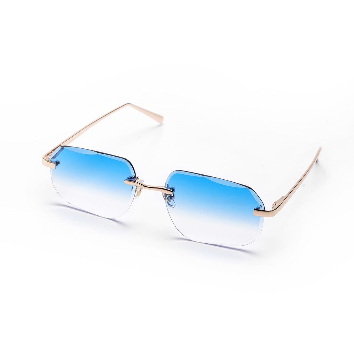 Metal Frameless Diamond Cut Spring Hinge Sunglasses