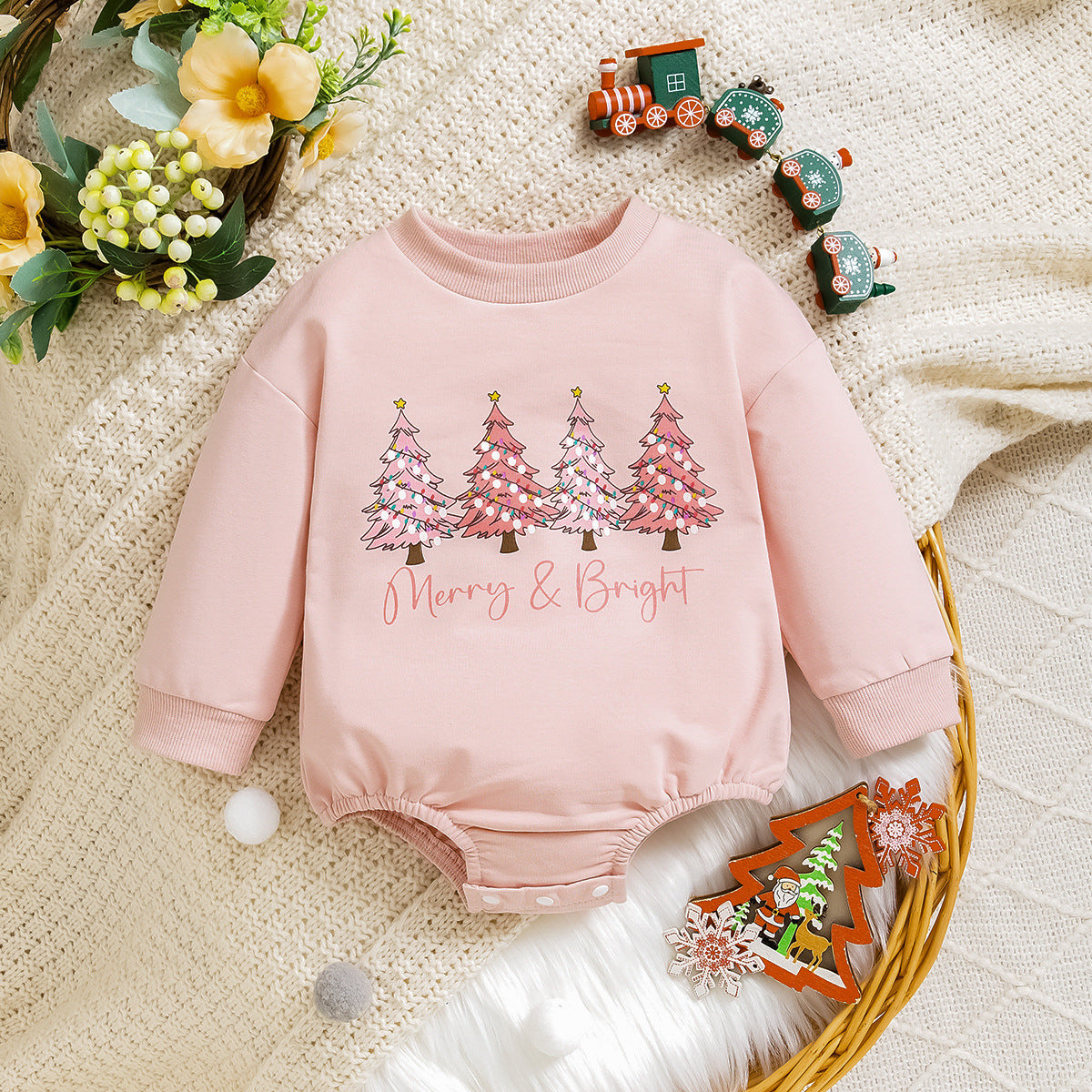 Girls' Letter Printed Long Sleeve Thin Baby Triangle Jumpsuits