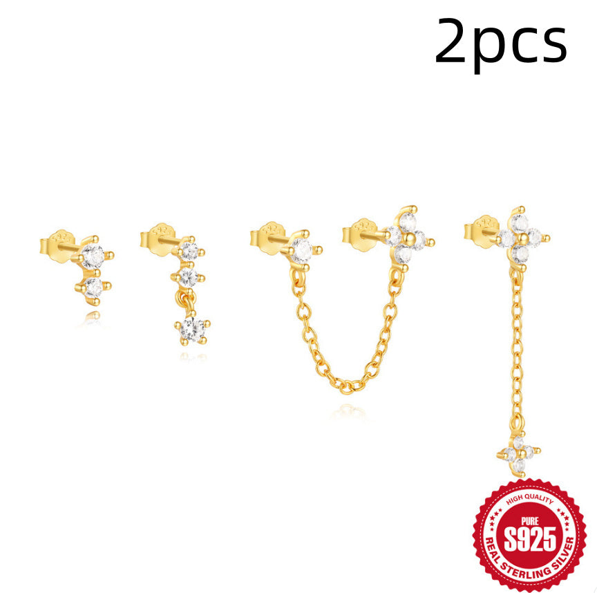 S925 Sterling Silver Cold Style Clover Petal Earrings