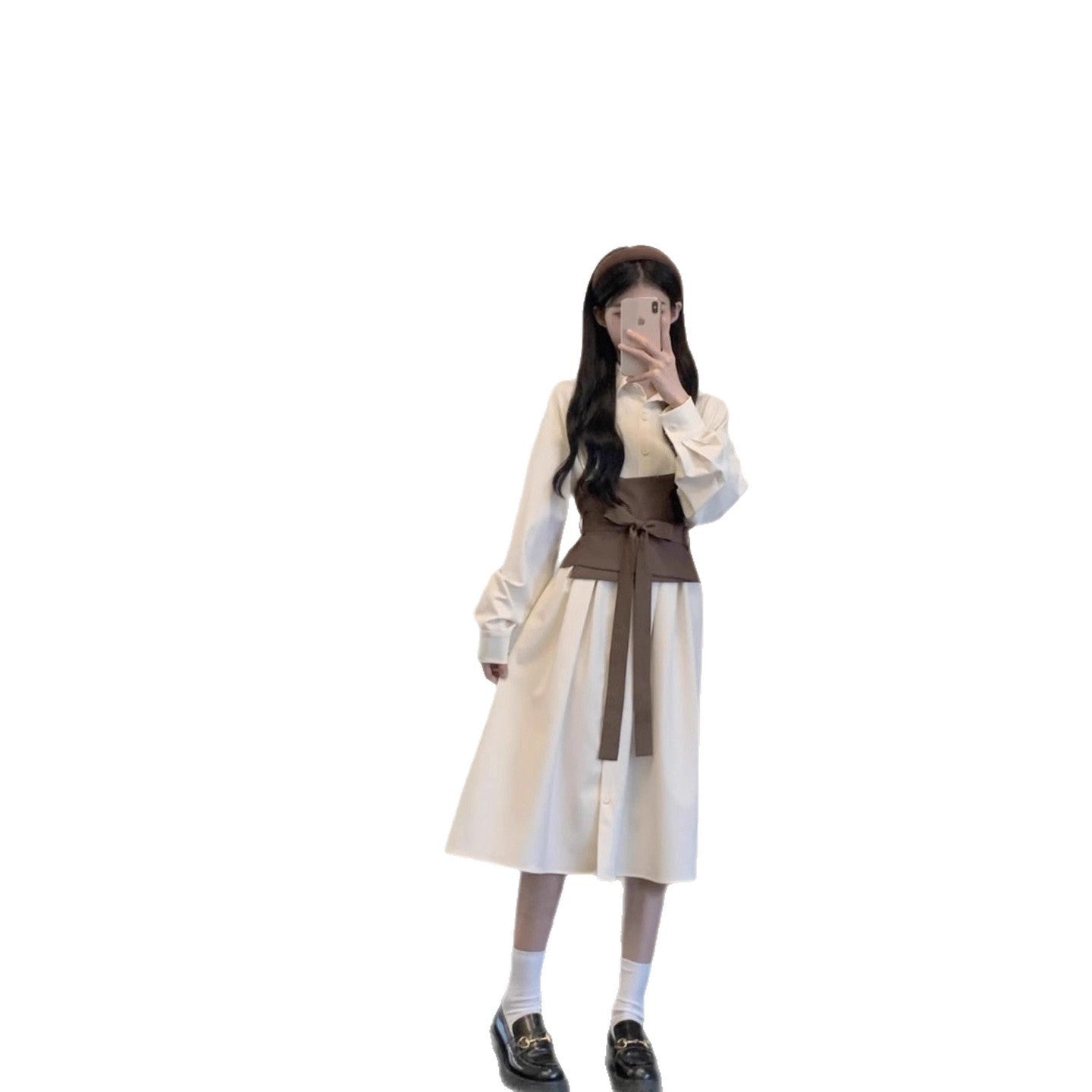 Long Sleeve Shirt Skirt Women's Temperament Slimming Dress