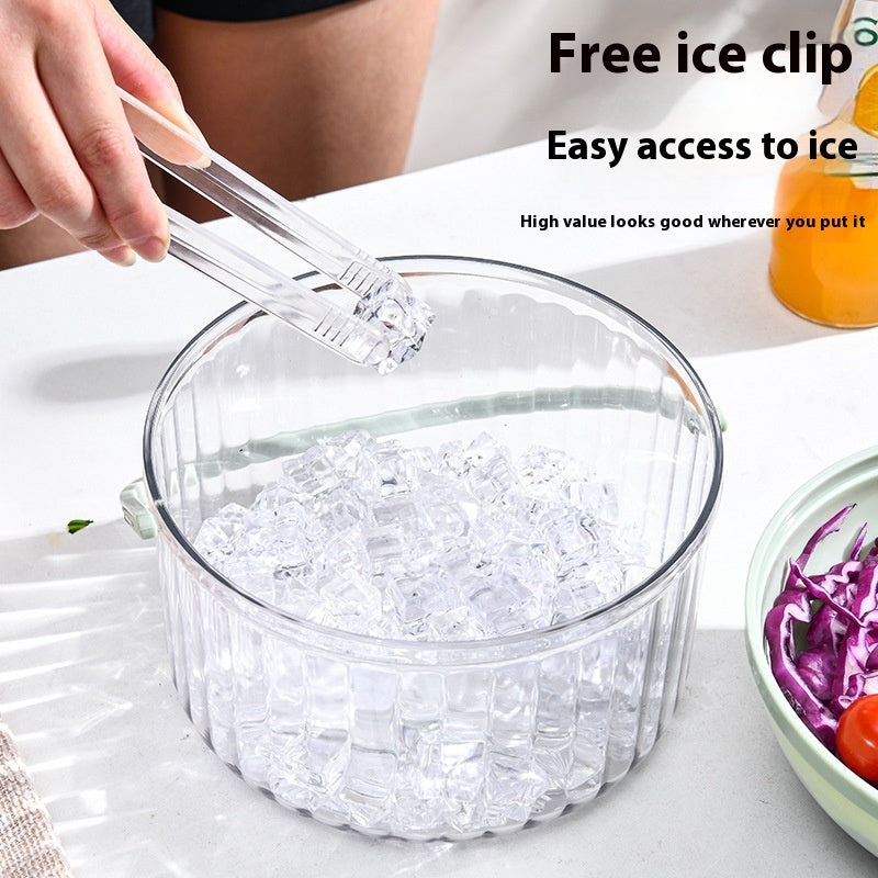 Iced Fresh-keeping Salad Bowl Round Clear With Cover Picnic Storage Box