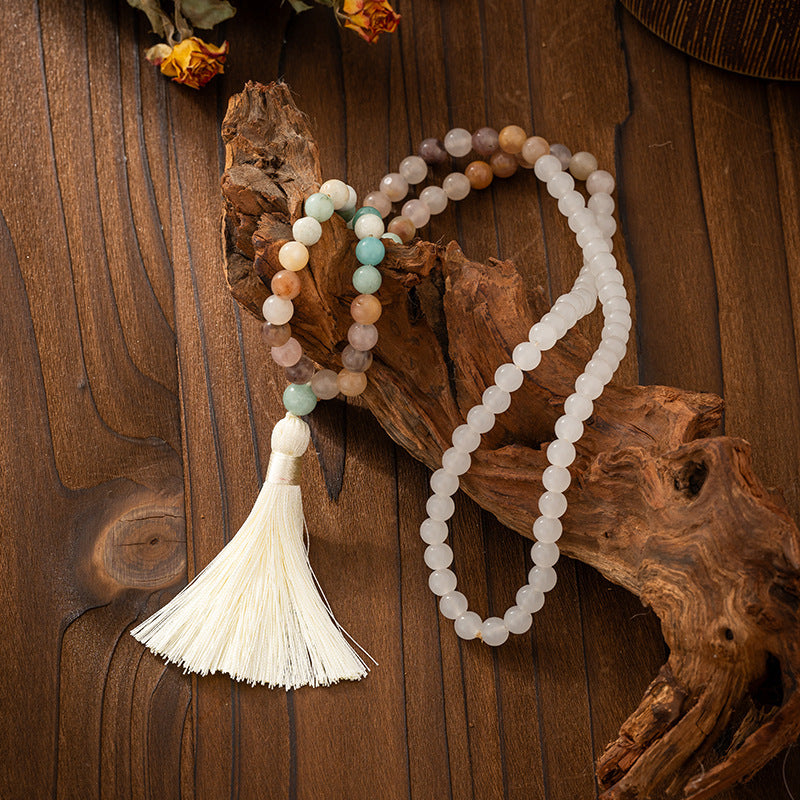 Vintage Tassel Bohemian Style Natural Stone Beaded Long Sweater Chain