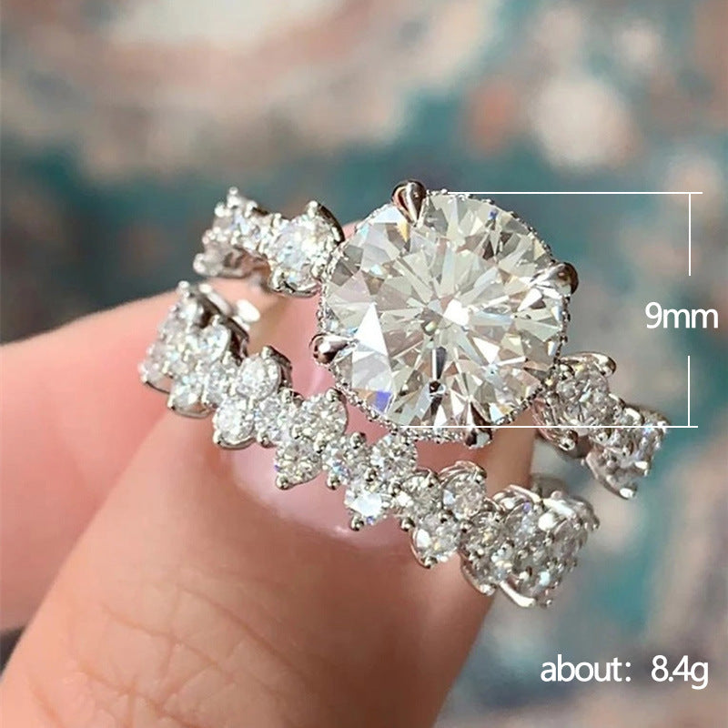 New Women's Shiny Full Rhinestone Zircon Couple Rings