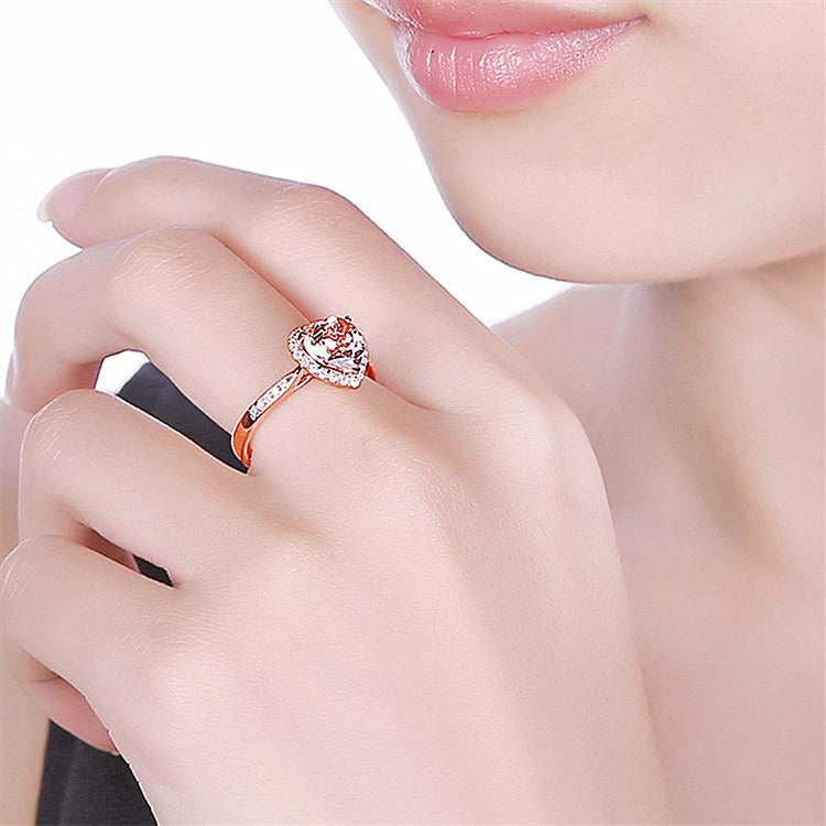 Love Plated 18K Gold Orange Diamond Heart Shaped Ring