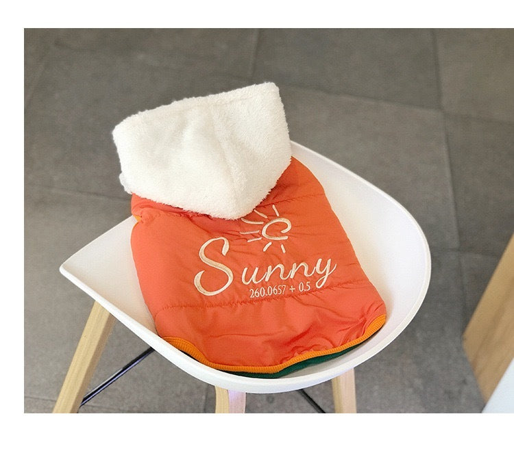 Pet Winter Cotton Dress Dogs And Cats Thermal Extra Thick With Fleece Reversible Coat