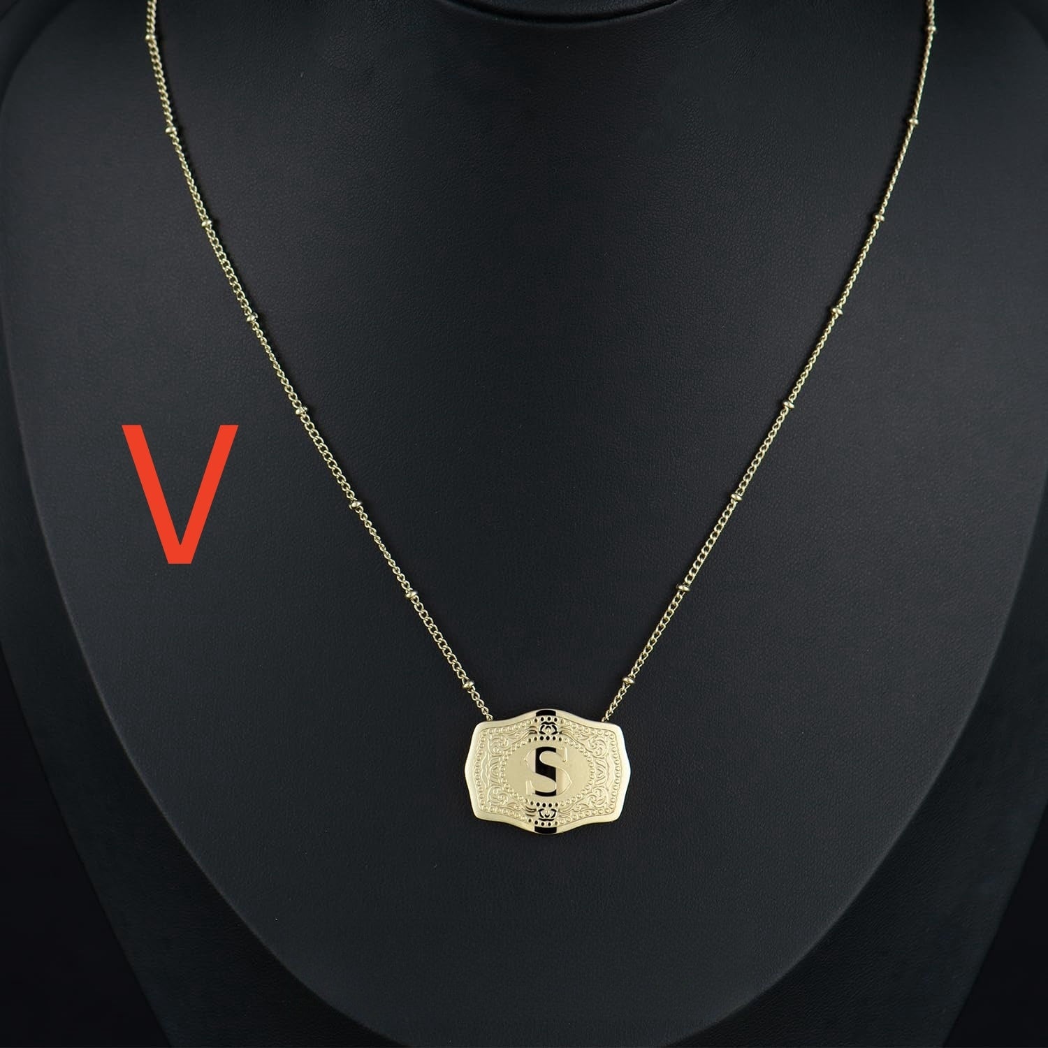 Gold-plated Embossed Slim Chain Adjustable Necklace