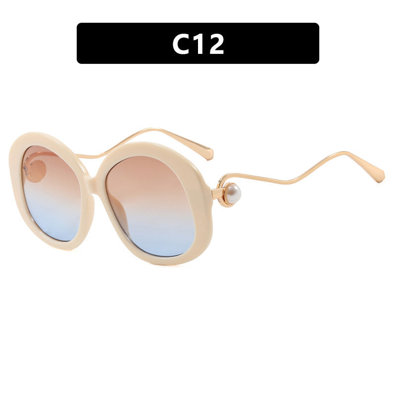 Plain Personality Vintage Pearl Anti-blue Light Glasses