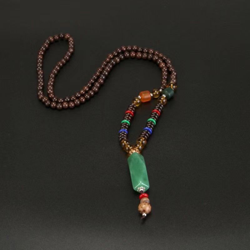 Retro Ethnic Sweater Chain Long Wooden Pendant