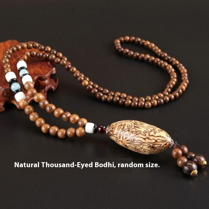 Retro Ethnic Sweater Chain Long Wooden Pendant