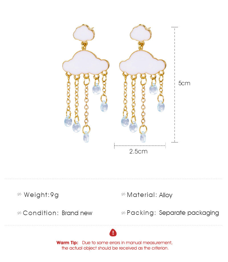 Minimalist Creative Zircon Earrings Ins Style Cute White Clouds Earrings