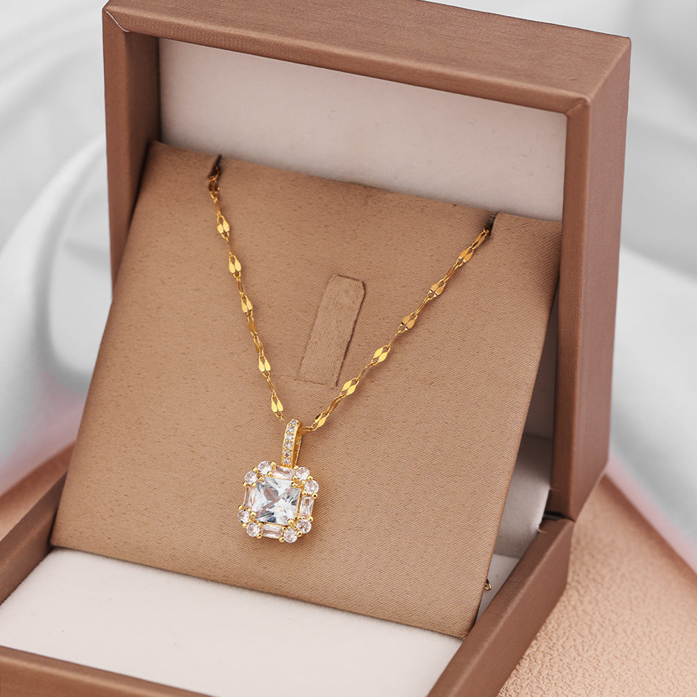 Women's Special-interest Design Inlaid Zircon Titanium Steel Clavicle Chain