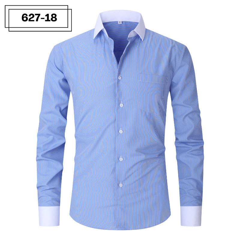 Plus Size Men's Casual American-style Long-sleeved Striped Shirt