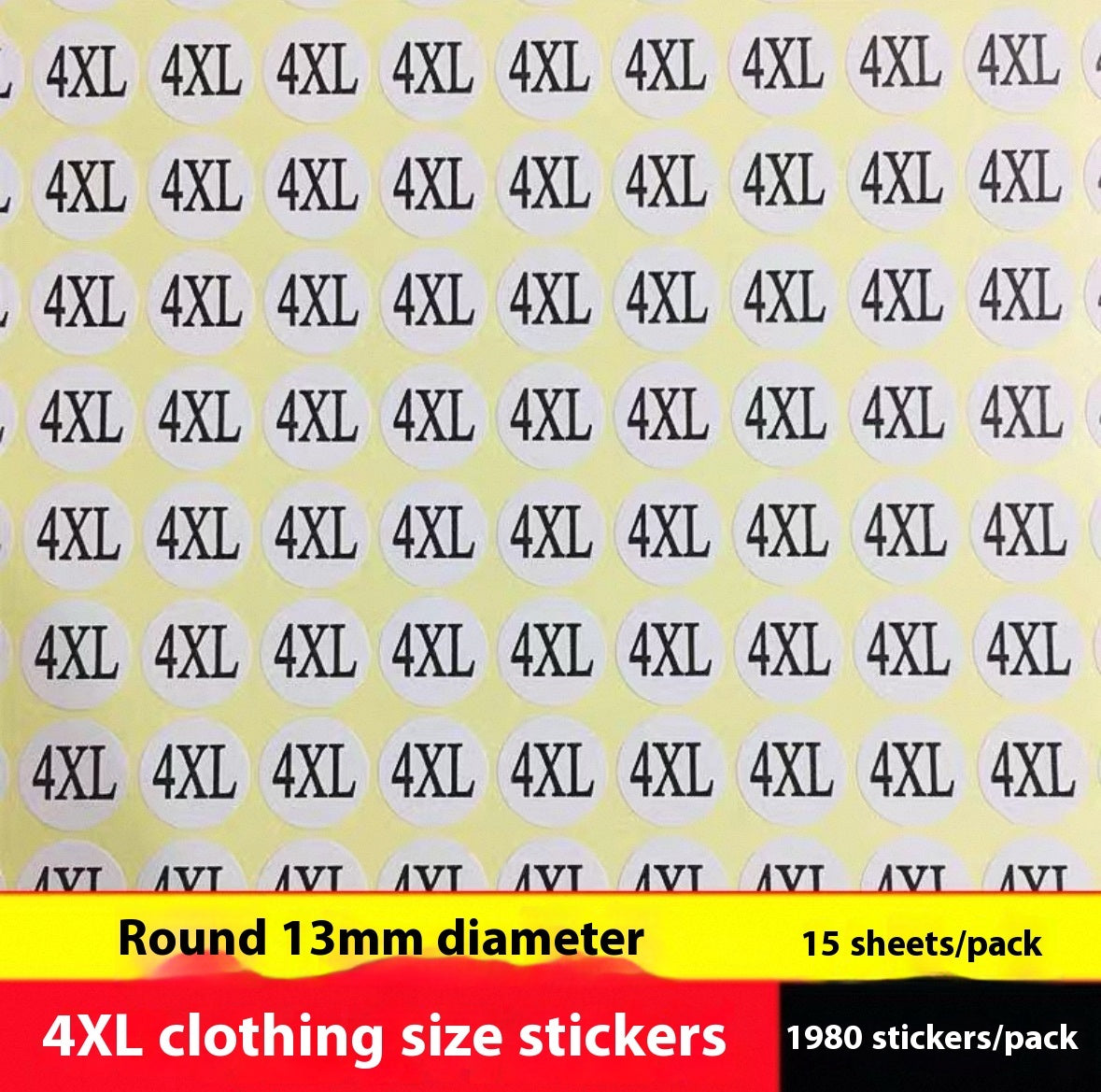 Clothes Size Sticker Digital Adhesive Sticker