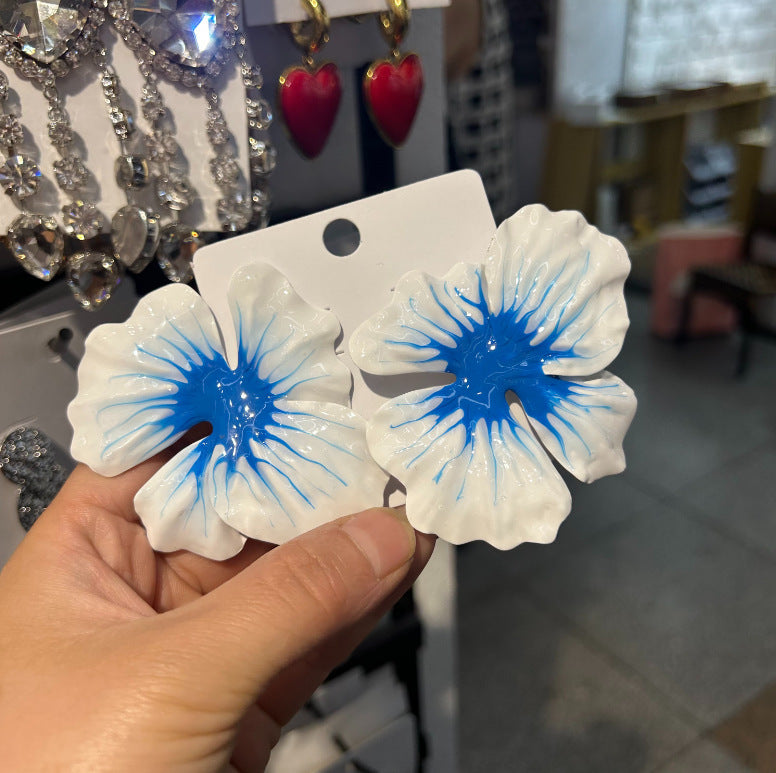 Pastoral Style Alloy Oil-spot Glaze Flowers Earrings