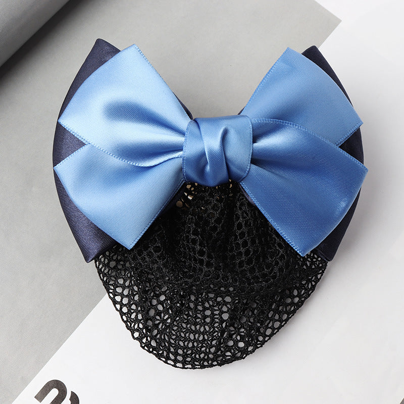 Professional Headdress Flower Bow Net Pocket Worker Work Plate Hair Clip Ornament