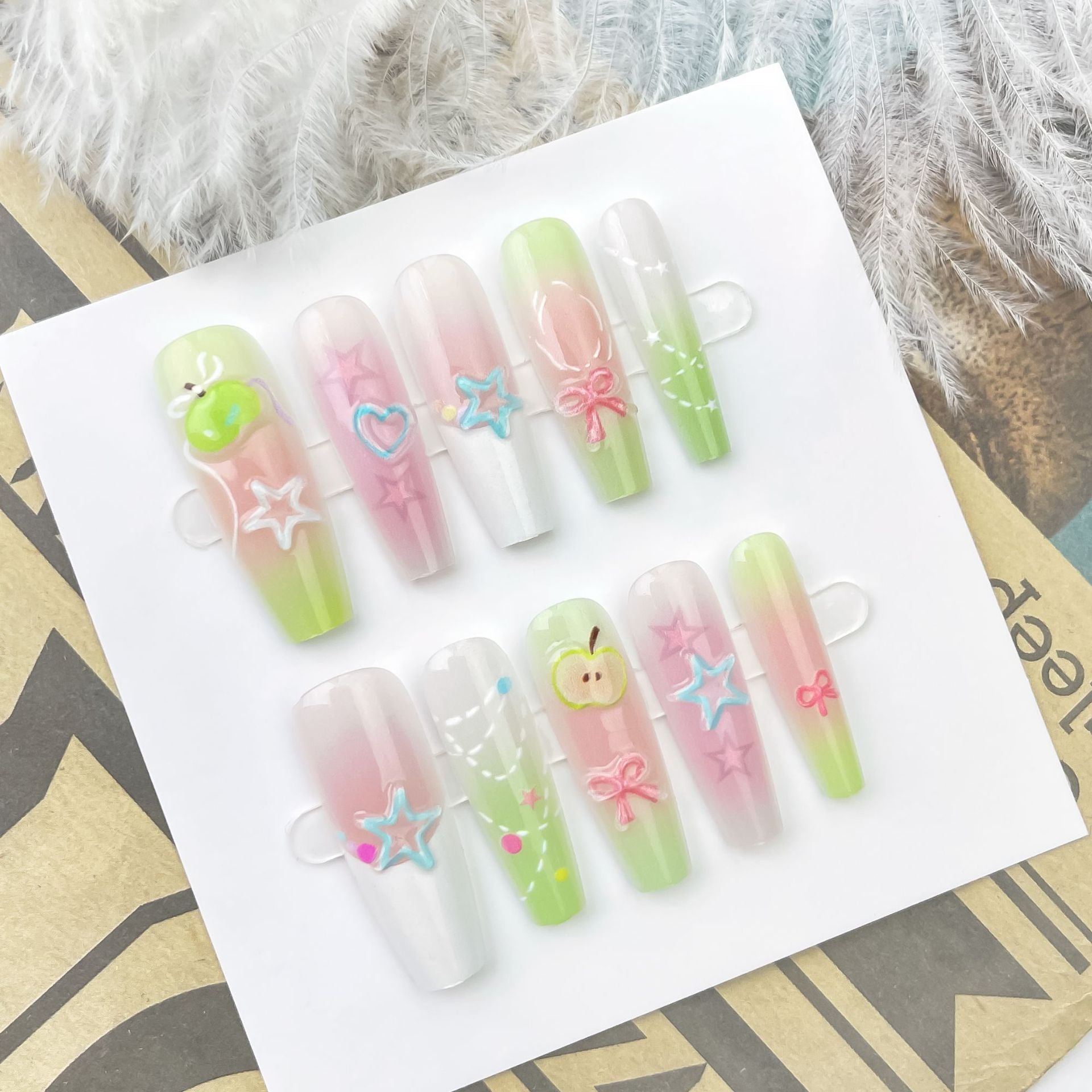 Cute Three-dimensional Relief Machine Wear Armor Fake Nail Tip - EL CHEG