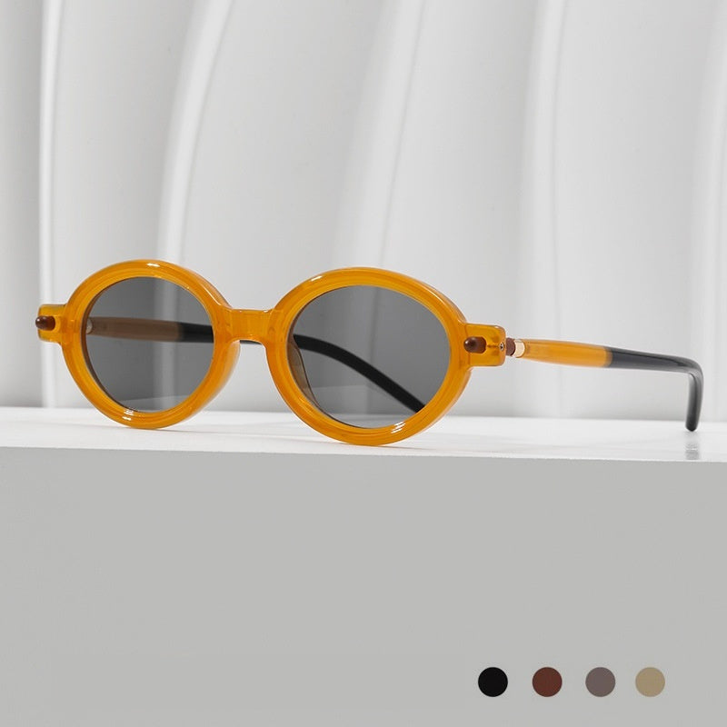 Retro Artistic Oval Frame Sunglasses Modern Charming Anti-blue Light Sunglasses