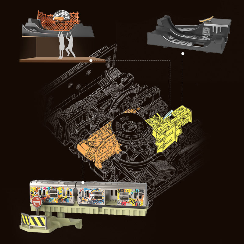 ROKR Parallel World 3D Puzzle Hip-Hop Street Themed Mechanical Marble Run Model Kit DIY Wooden Desk Decor For Adults & Teens.