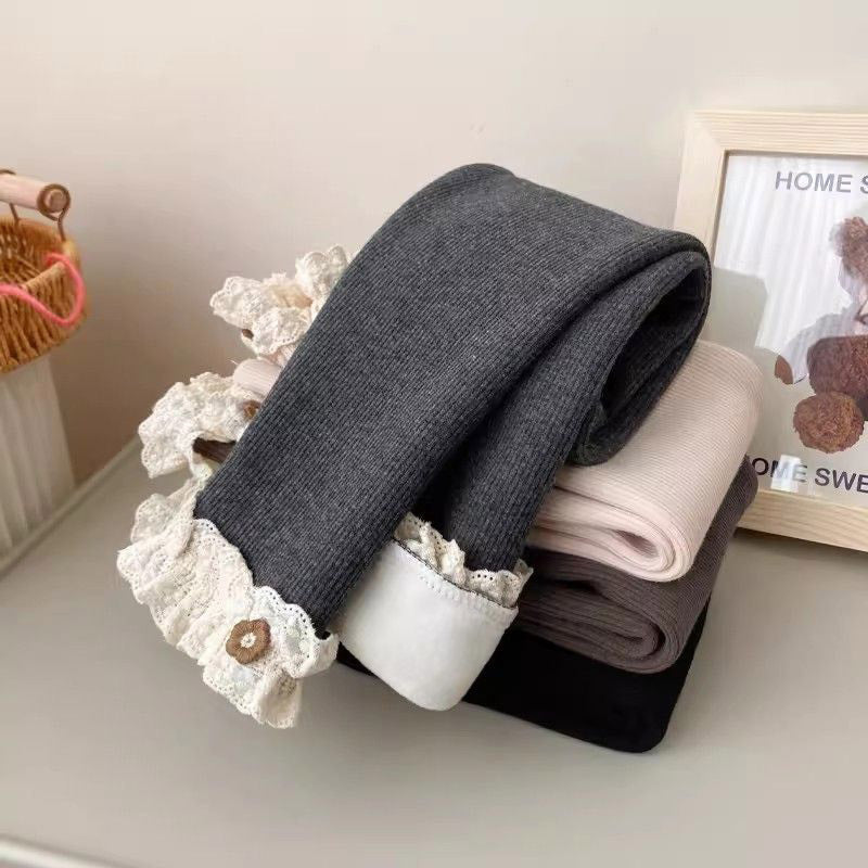 Girls' Velvet Padded Leggings All-matching Warm Pants