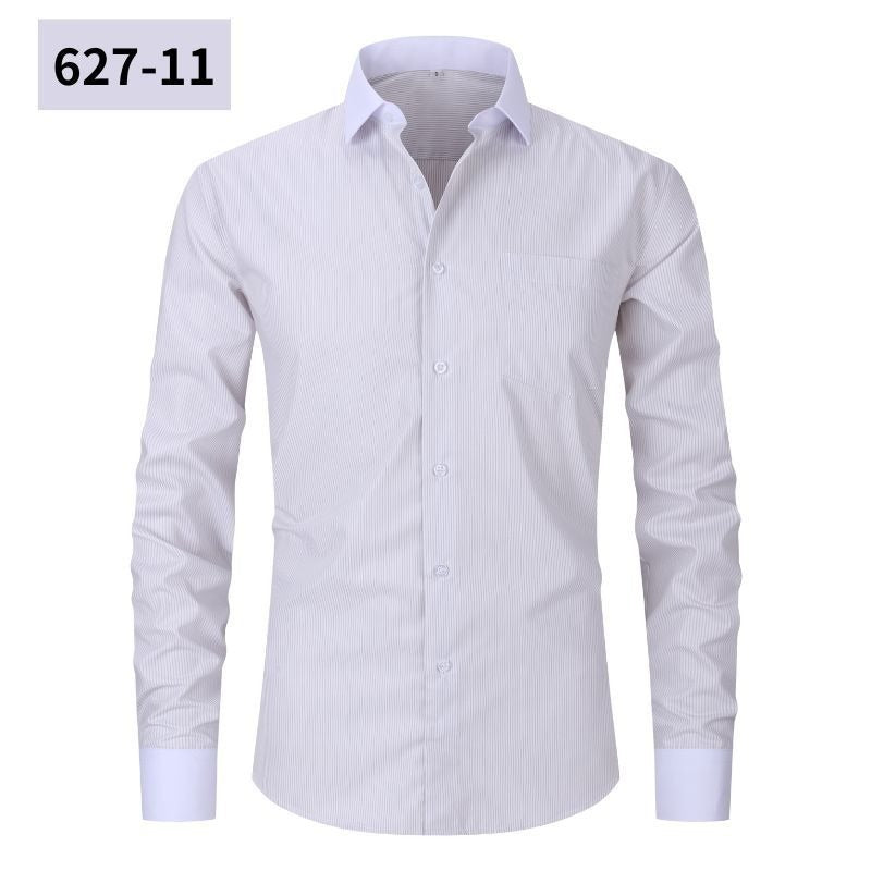 Plus Size Men's Casual American-style Long-sleeved Striped Shirt