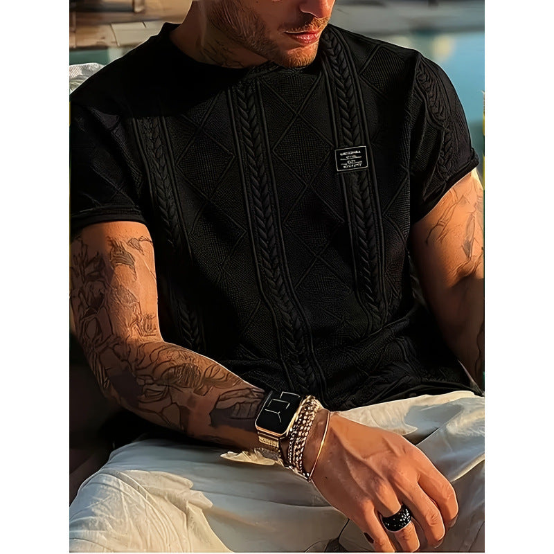 Geometric Embroidery Casual Short Sleeve