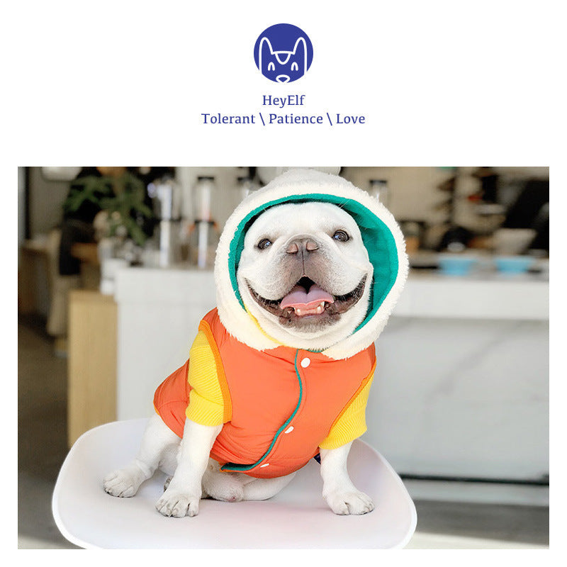 Pet Winter Cotton Dress Dogs And Cats Thermal Extra Thick With Fleece Reversible Coat