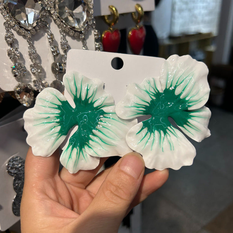 Pastoral Style Alloy Oil-spot Glaze Flowers Earrings