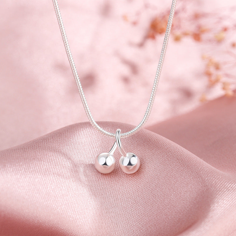 Silver Cherry Necklace Female High Sense Niche