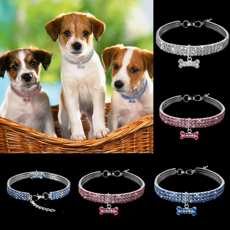 Bling Rhinestone Dog Collar Crystal Puppy Chihuahua Pet Dog Collars Leash For Small Medium Dogs Cats - EL CHEG