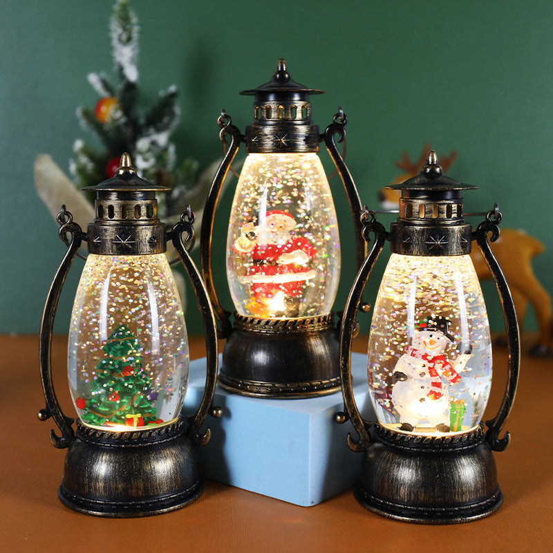 Crystal Ball Light-emitting Portable Oil Lamp Snow Christmas Desktop Decoration