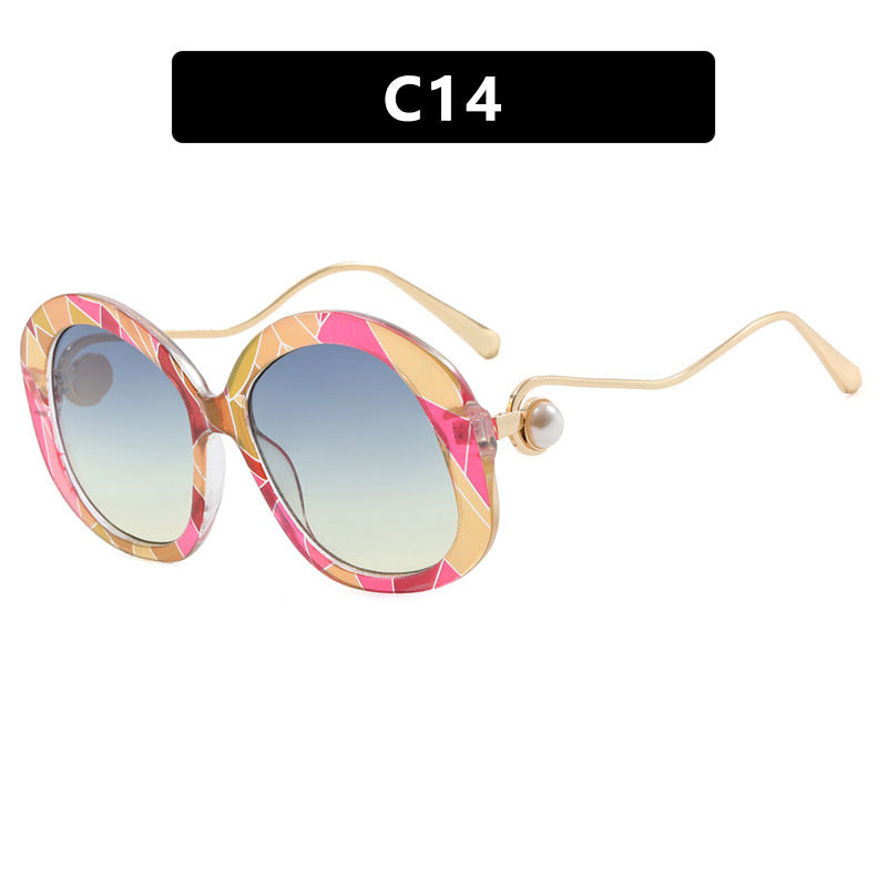 Plain Personality Vintage Pearl Anti-blue Light Glasses