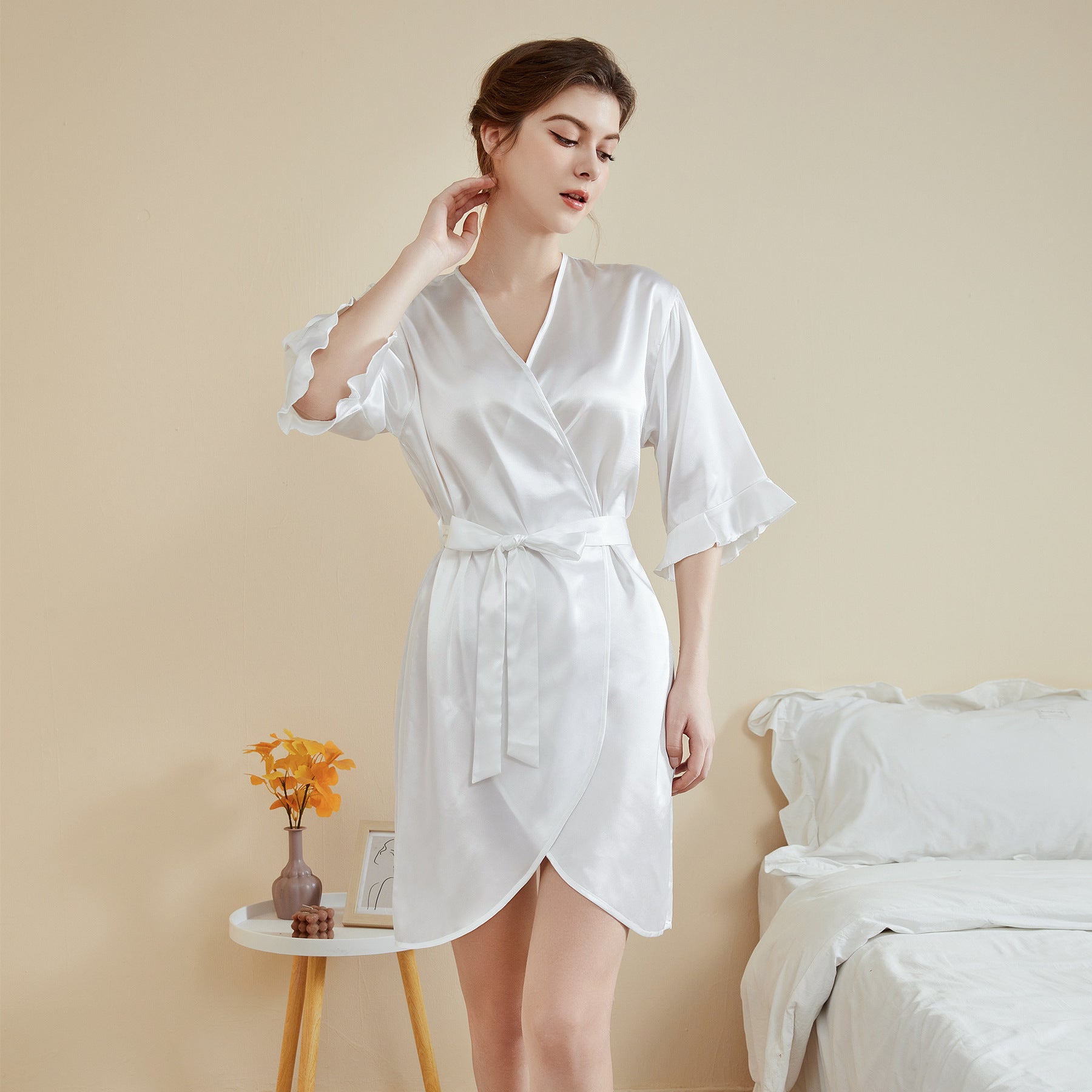 Ruffle Sleeve Cool Short Nightgown Bathrobe Home Wear