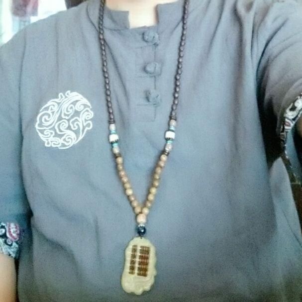 Retro Ethnic Sweater Chain Long Wooden Pendant