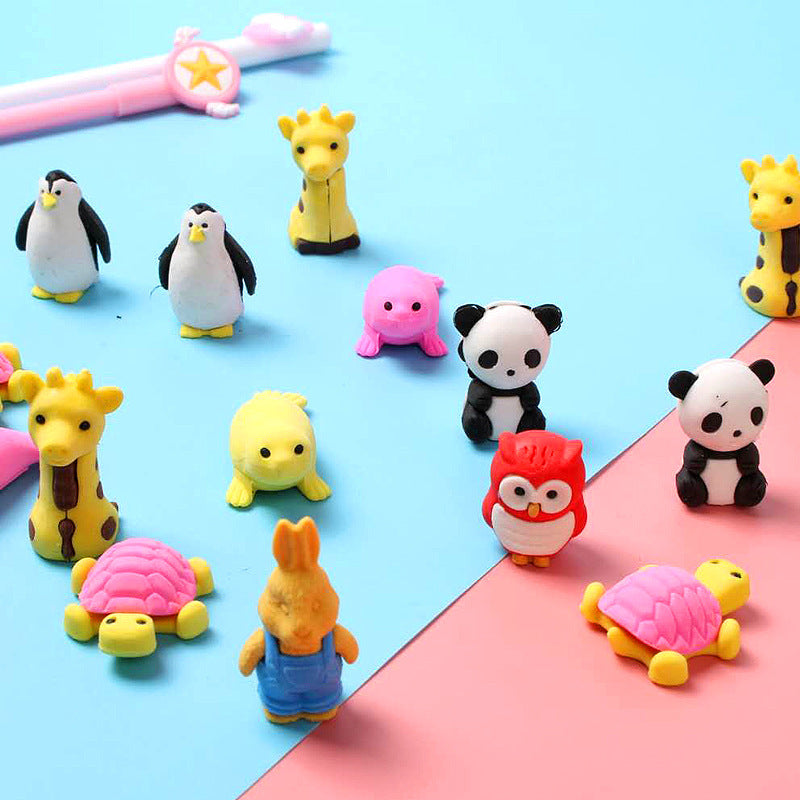 Elementary School Student Three-dimensional Animal Cartoon Cute Stationery Modeling Ordinary Child Eraser.