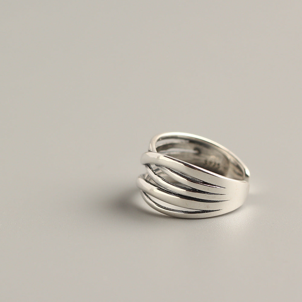 S925 Sterling Silver Vintage Weave Ring For Women