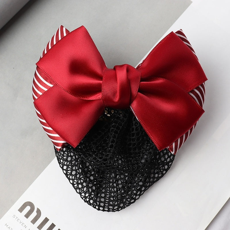 Professional Headdress Flower Bow Net Pocket Worker Work Plate Hair Clip Ornament