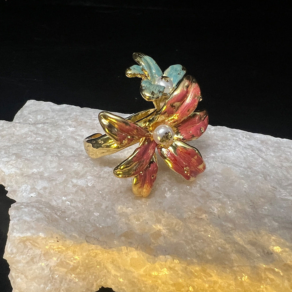 Oil Painting Series Enamel Open Ring