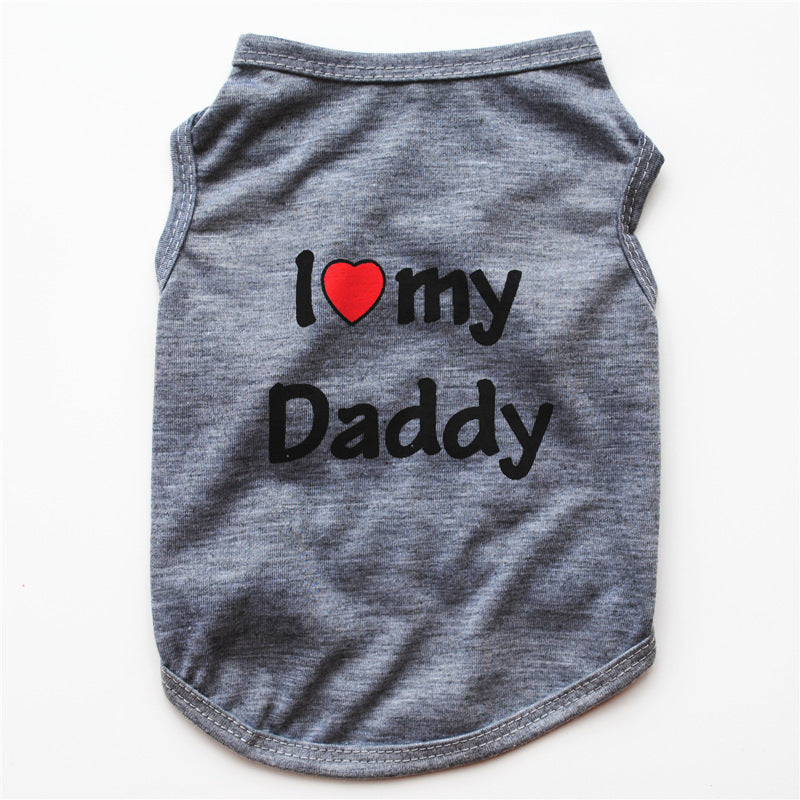 Pet Puppy Clothes Vest Classic Look Love Dad Love Mom