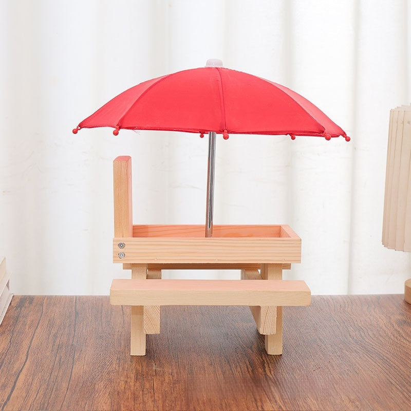 Wooden Outdoor Chipmunk Feeder Pet Dining-table Corn Bracket With Bench