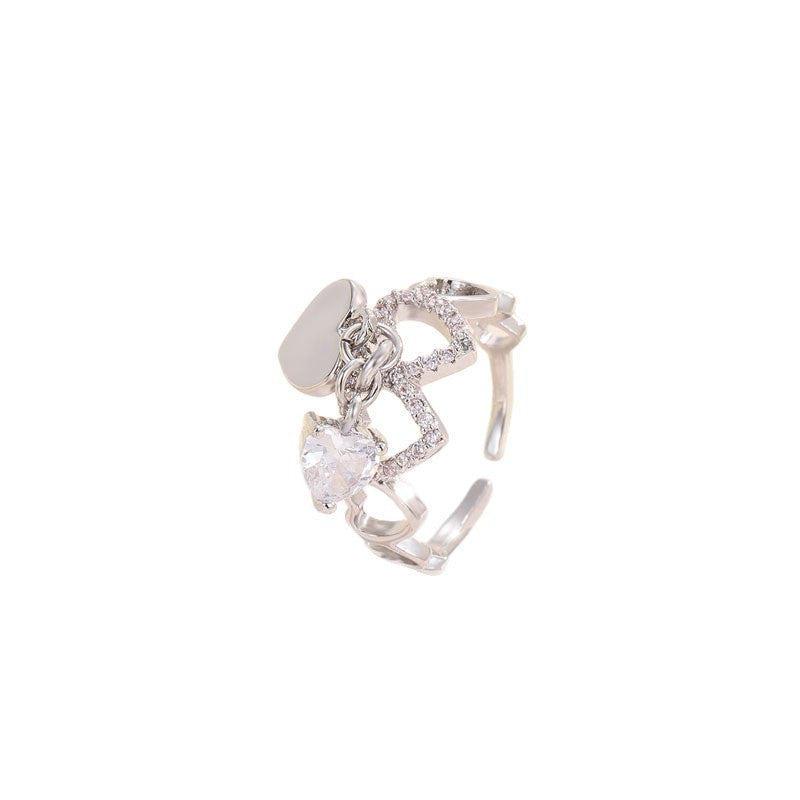 Fashionable All-match Creative Heart Adjustable Ring