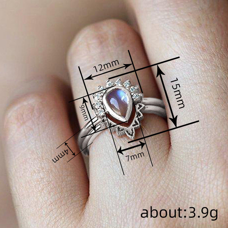 European And American Court Scenery Water Drop Geometry Ring